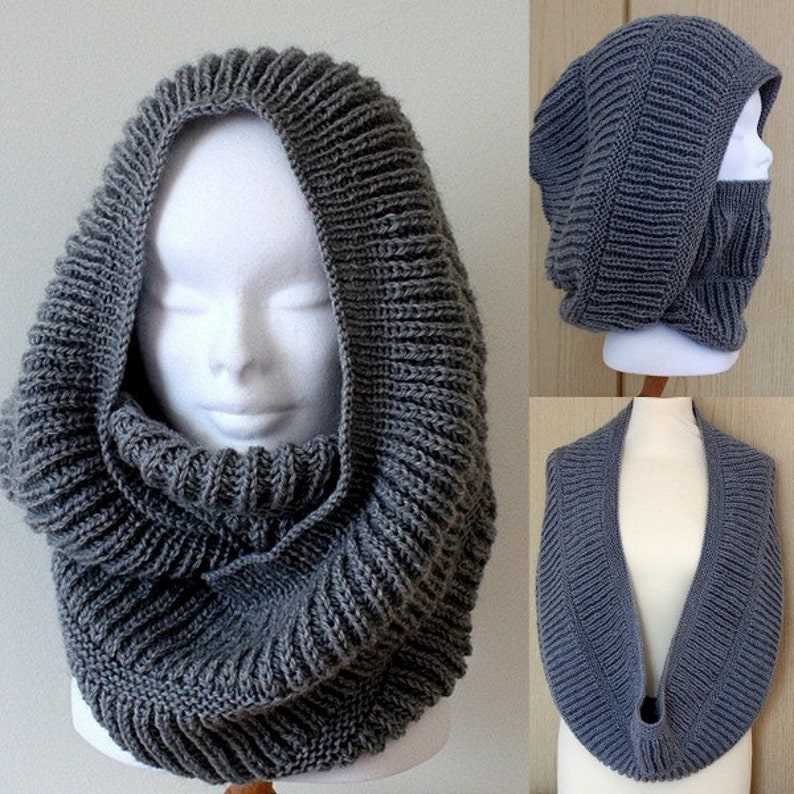 Loom knit hooded cowl pattern