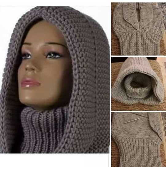 Loom knit hooded cowl pattern