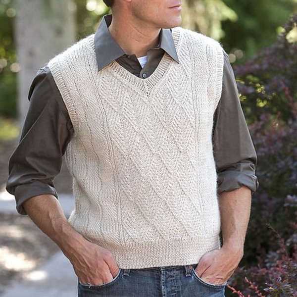 Men's v-neck sweater knitting pattern