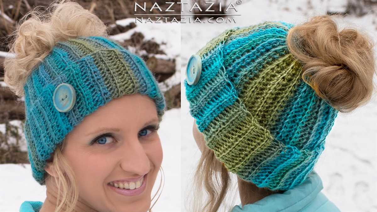 Messy bun hat pattern knit