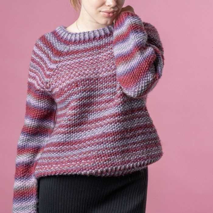 Moss stitch sweater knitting pattern