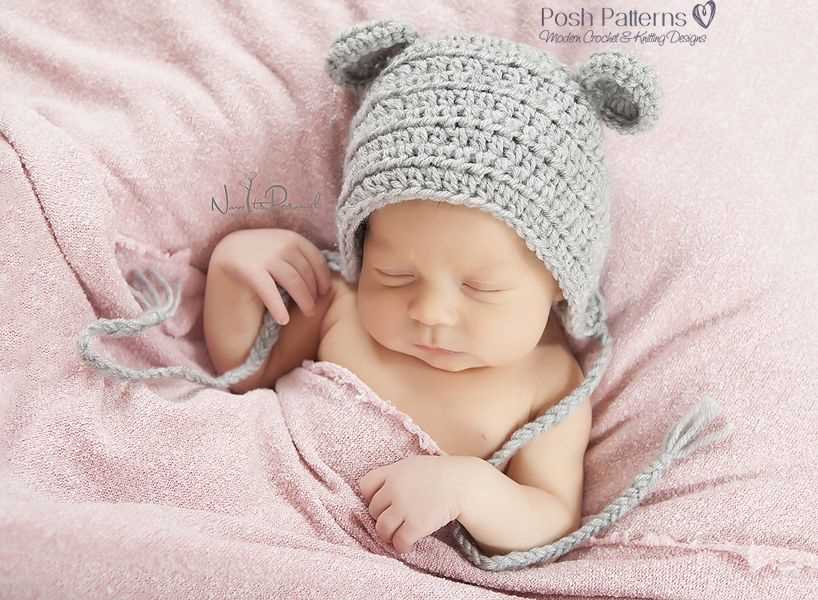 Newborn bear hat knitting pattern