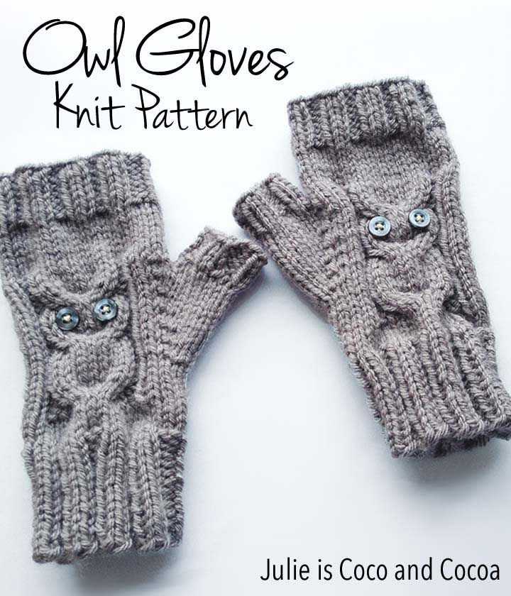Owl gloves knitting pattern
