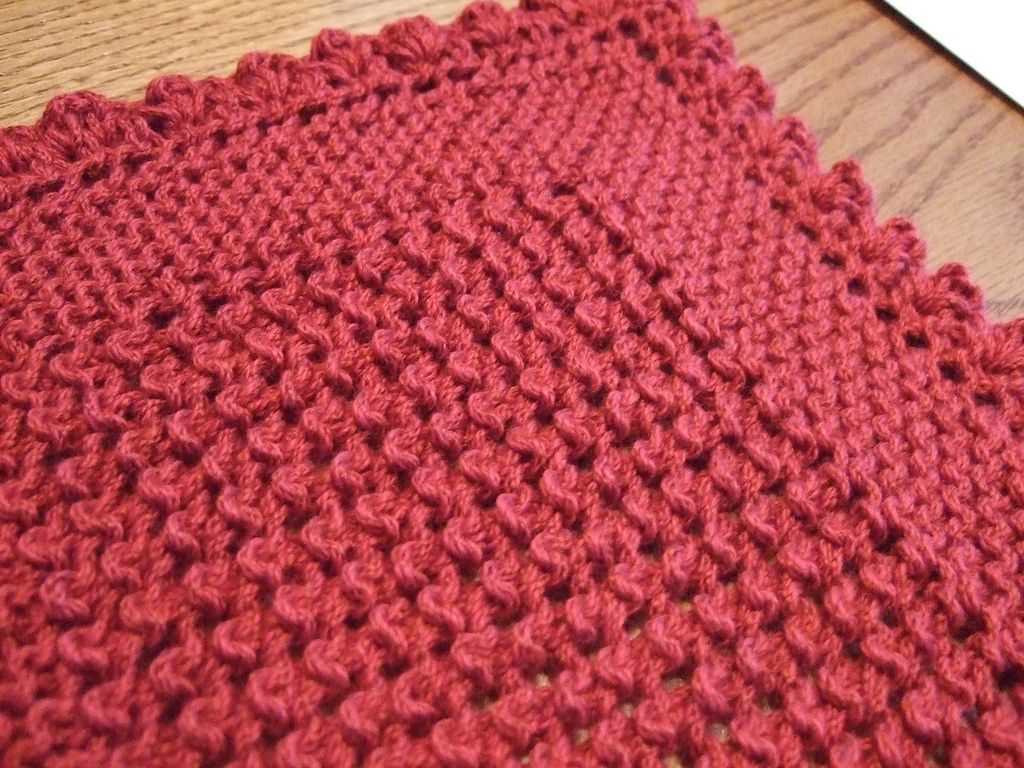 Pattern for knitted dishcloth on diagonal
