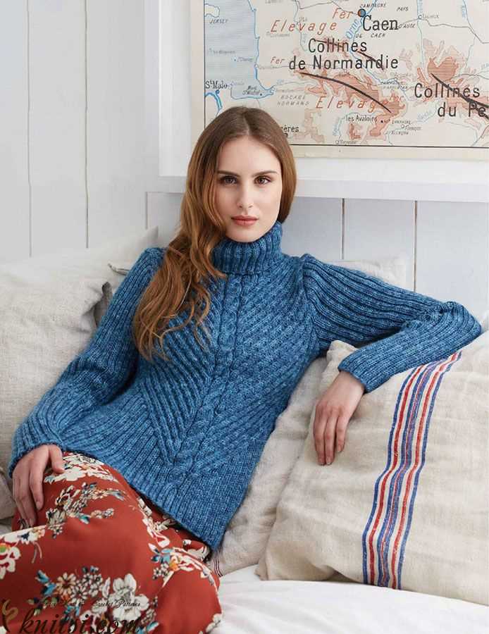 Polo neck sweater knitting pattern
