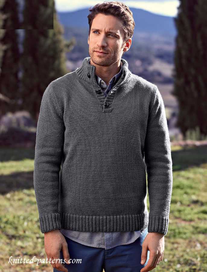 Polo neck sweater knitting pattern