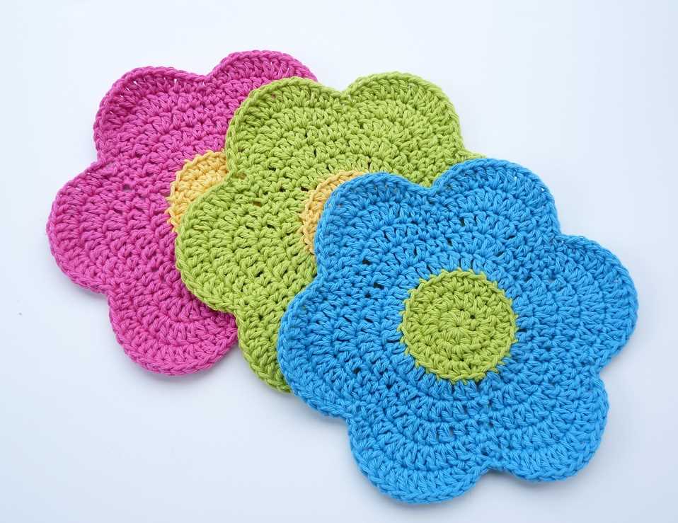 Round knitted dishcloth pattern