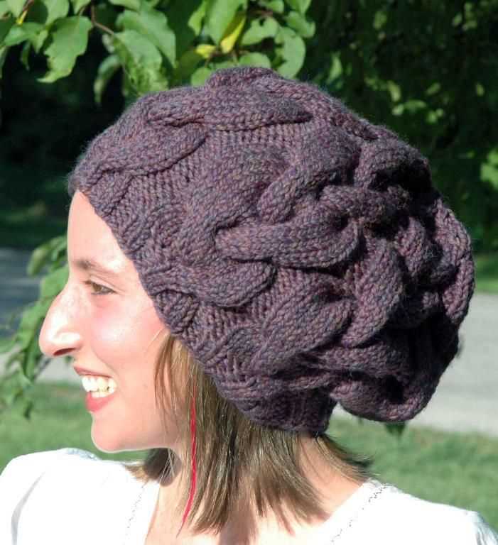 Slouchy cable knit hat pattern