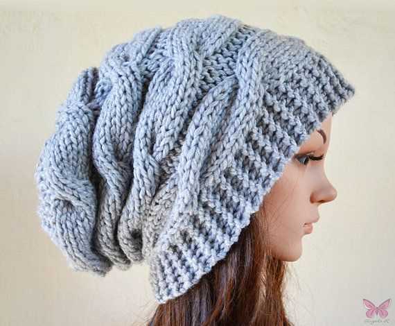 Slouchy cable knit hat pattern