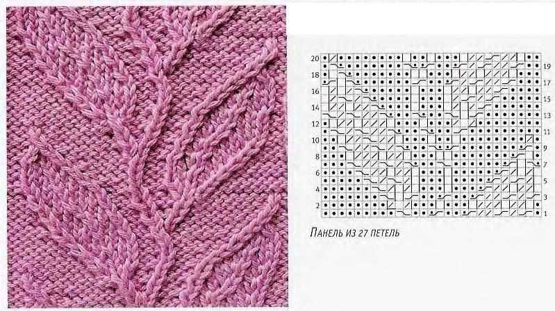 Alternating welted leaf knitting pattern