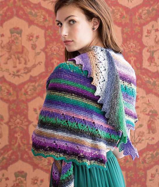 Asymmetrical shawl knitting pattern