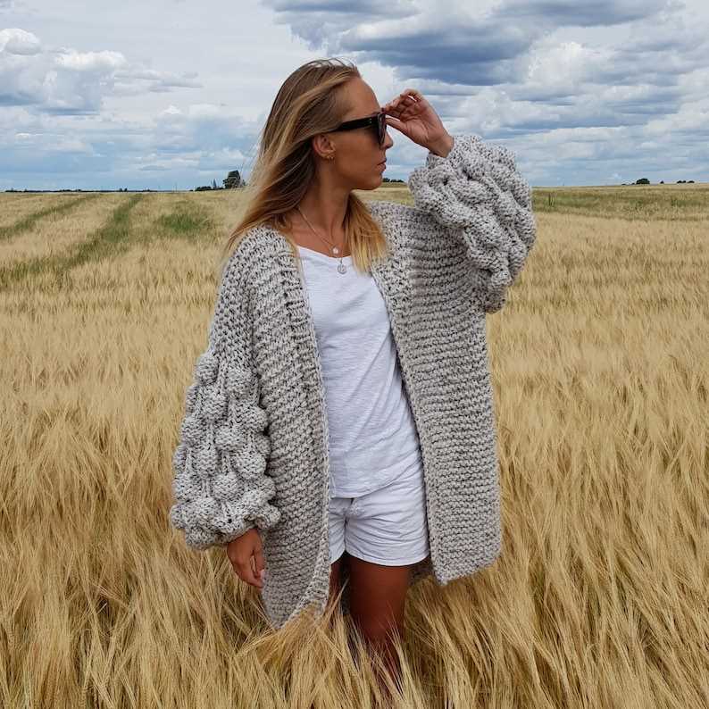 Bobble sleeve cardigan knitting pattern