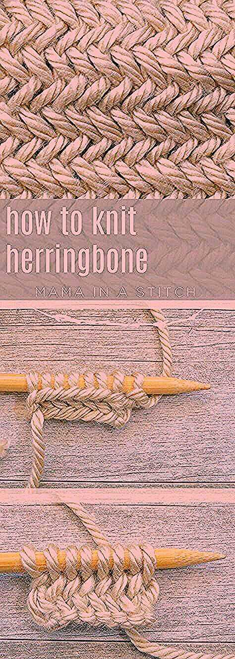 Herringbone knitting pattern in the round