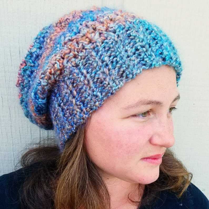Bulky yarn slouchy hat pattern knit