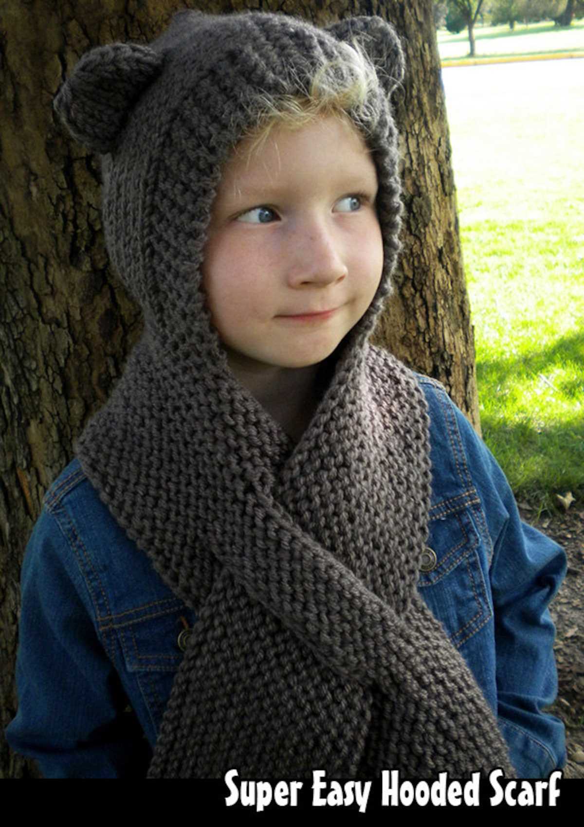 Children's hooded scarf knitting pattern