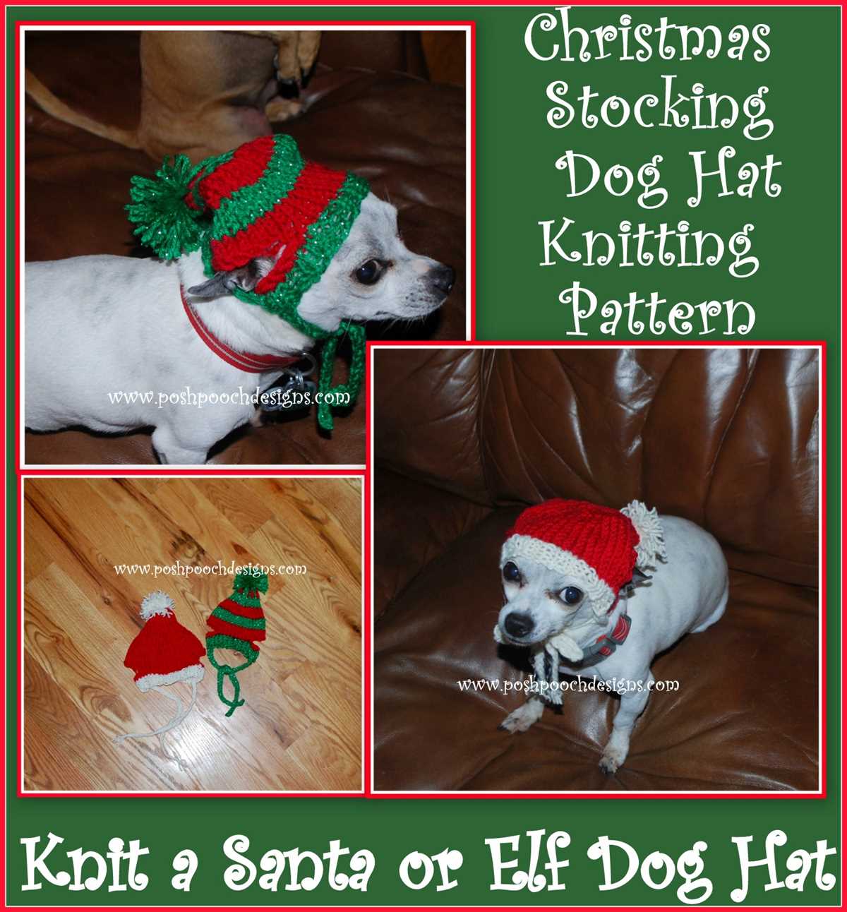 Christmas dog hat knitting pattern