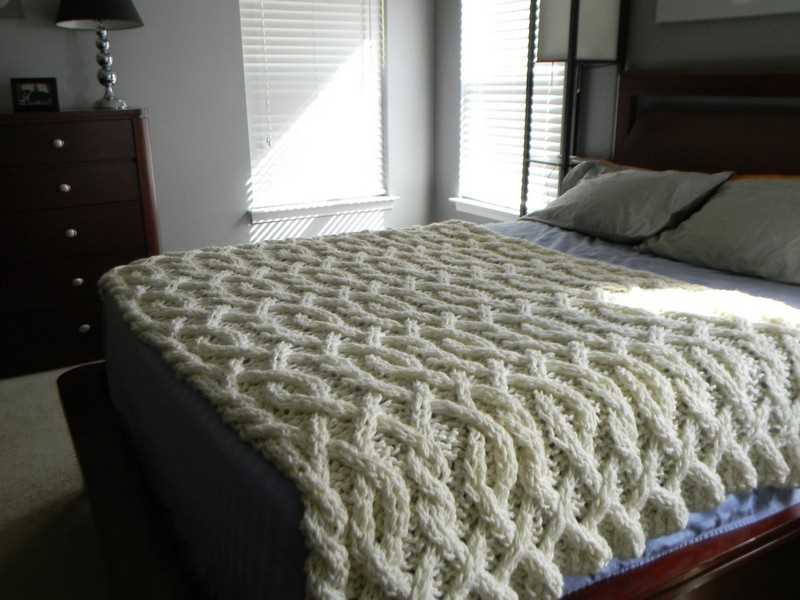 Chunky cable knit throw blanket pattern