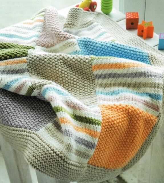 Chunky knit patchwork blanket pattern