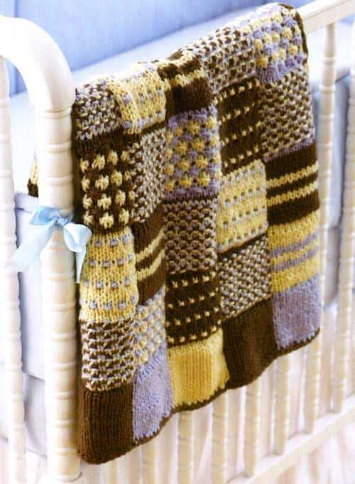 Chunky knit patchwork blanket pattern
