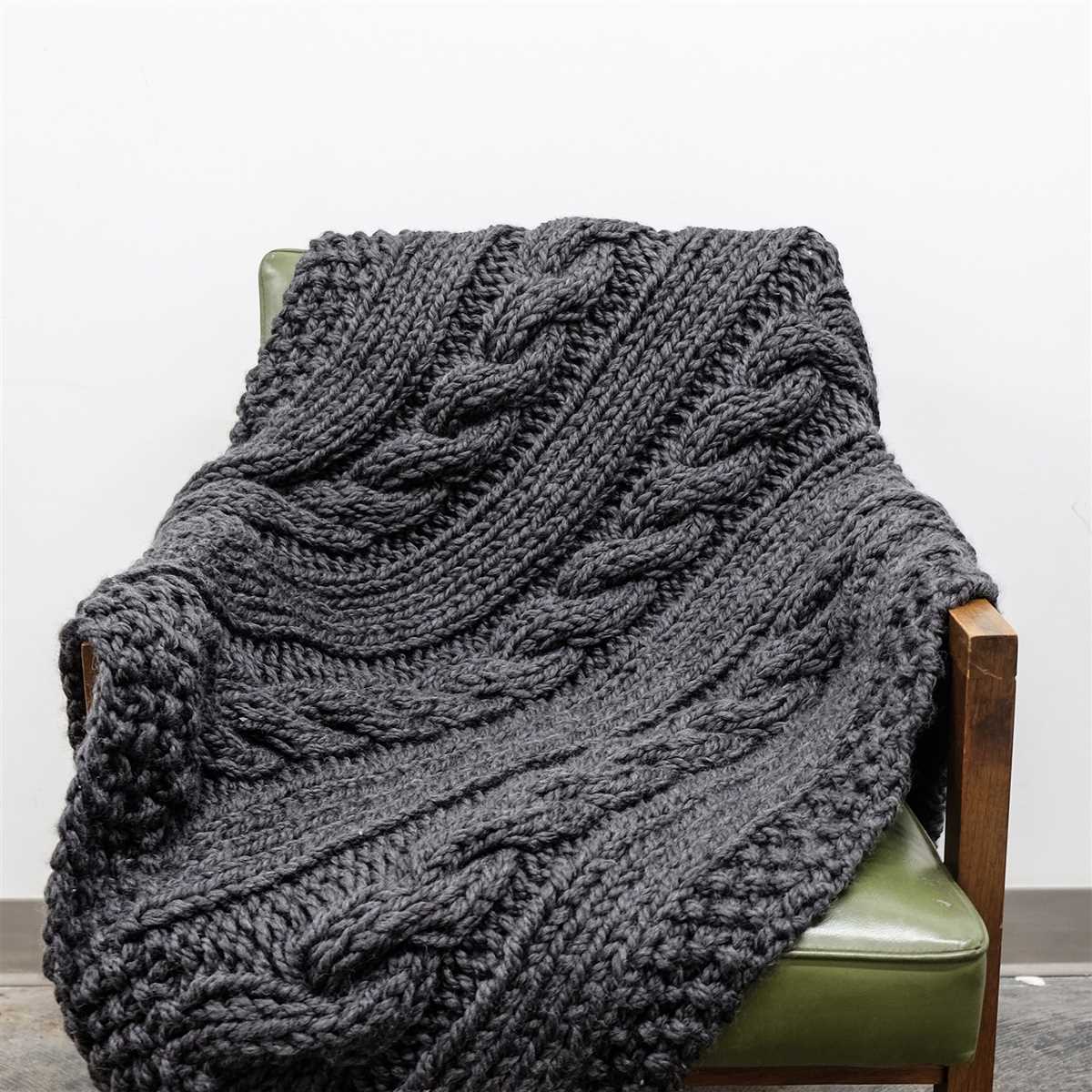 Chunky cable knit throw blanket pattern