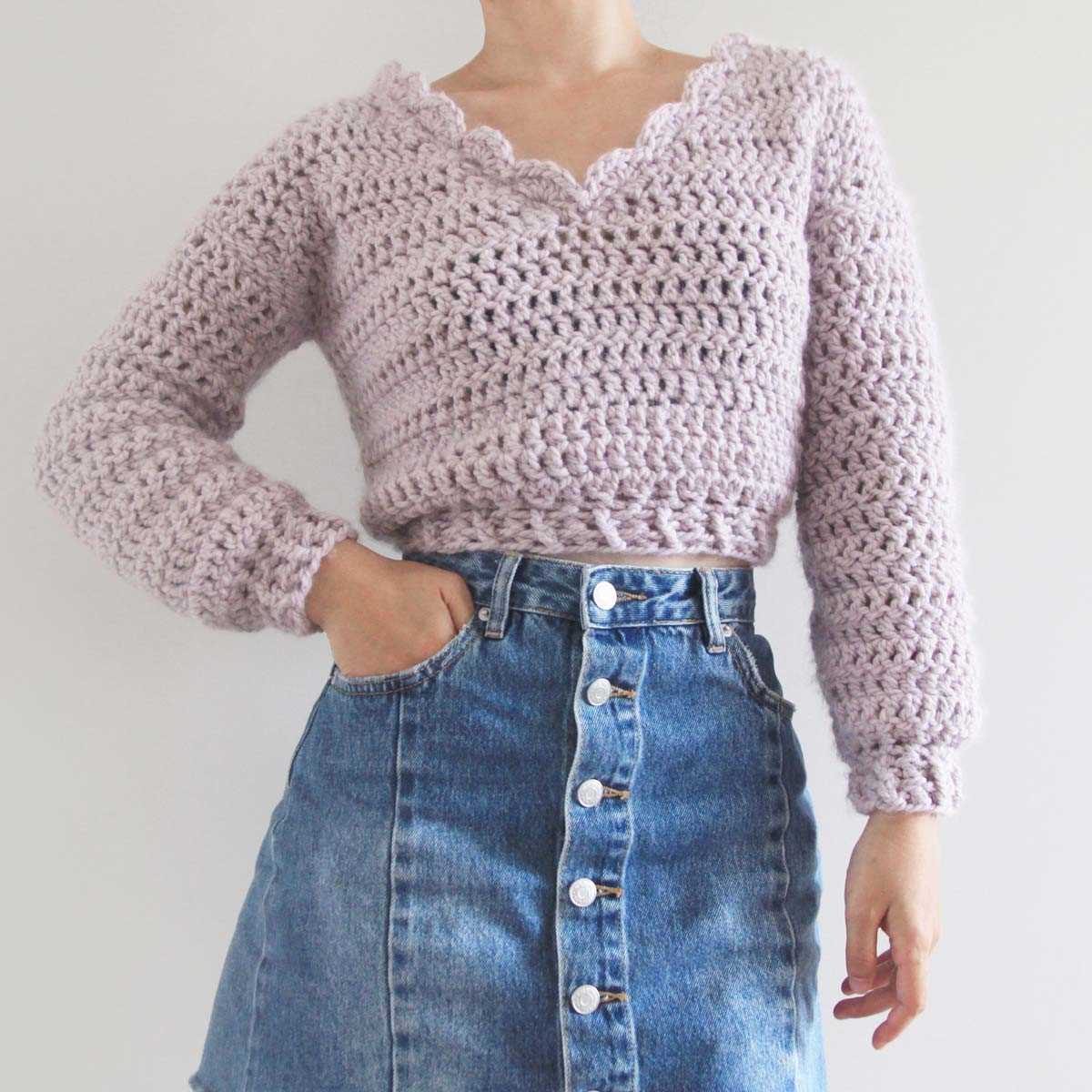 Chunky yarn sweater knitting pattern