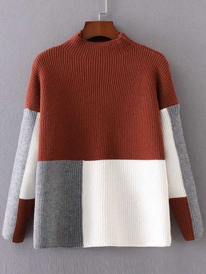 Color block knit sweater pattern