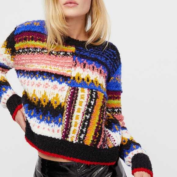 Color block knit sweater pattern