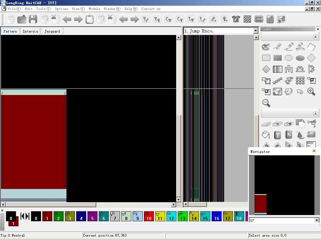 Knitting machine pattern software