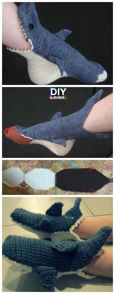 Free knitting pattern for shark slippers