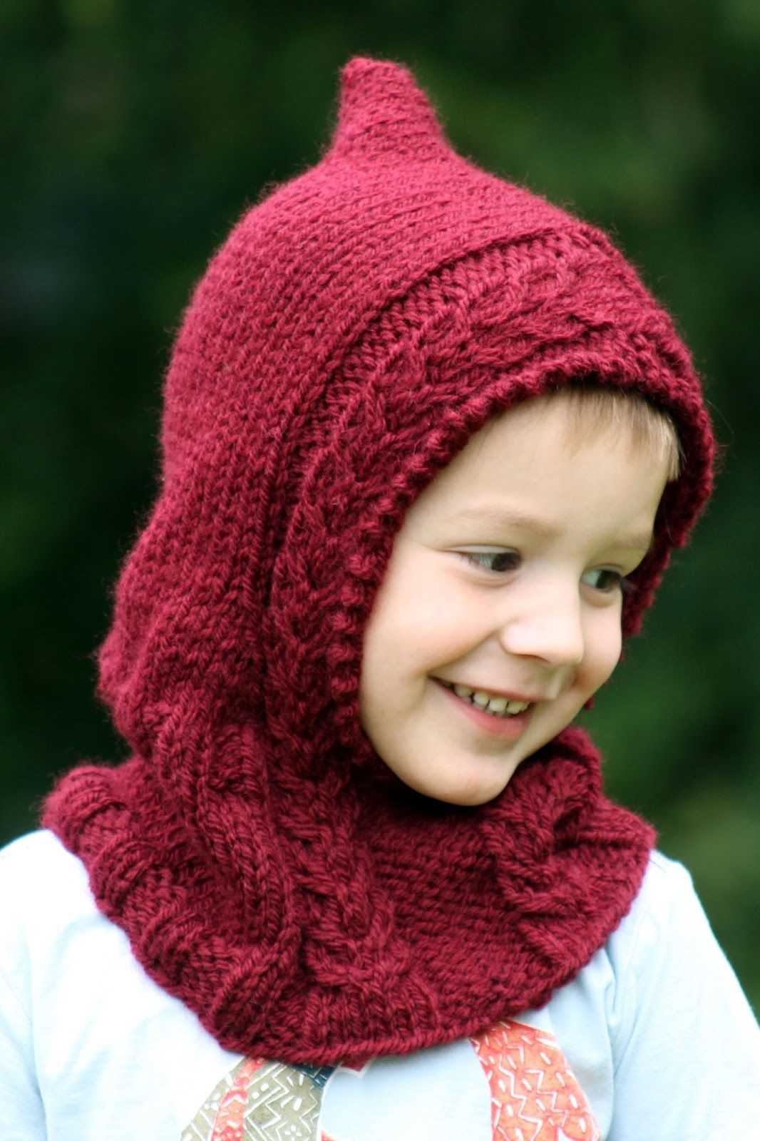 Cozy and Cute - Knitting Pattern for a Hooded Scarf for Kids Children's hooded scarf knitting pattern