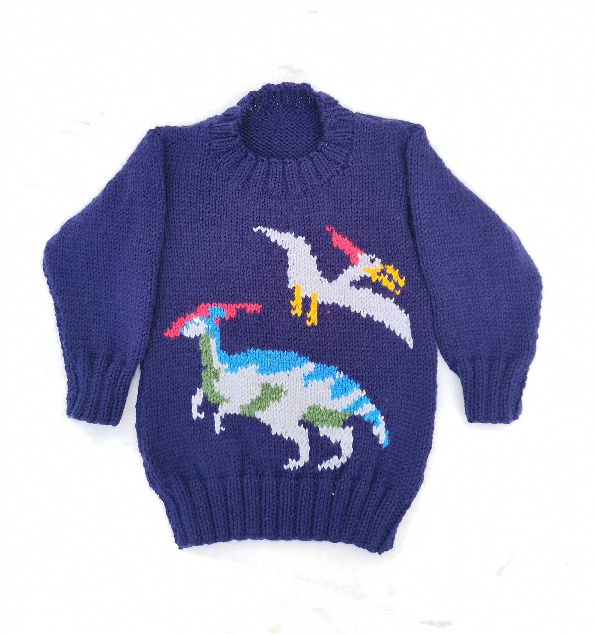 Dinosaur sweater knitting pattern