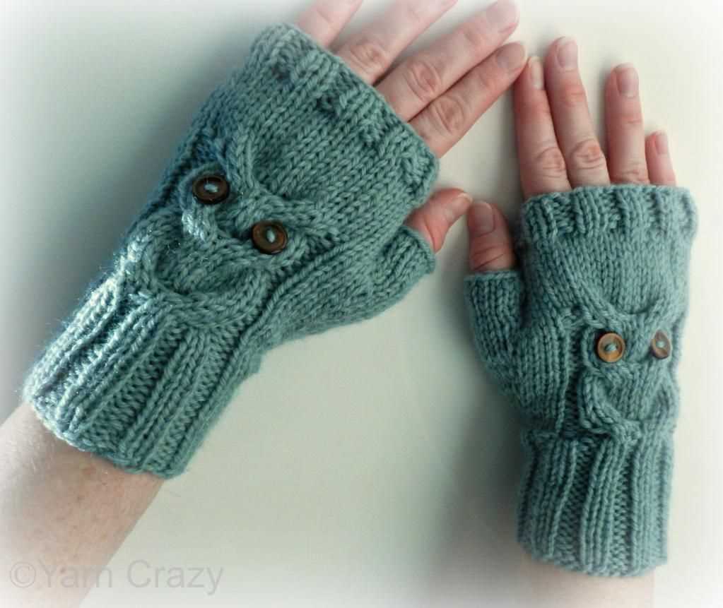 Owl gloves knitting pattern