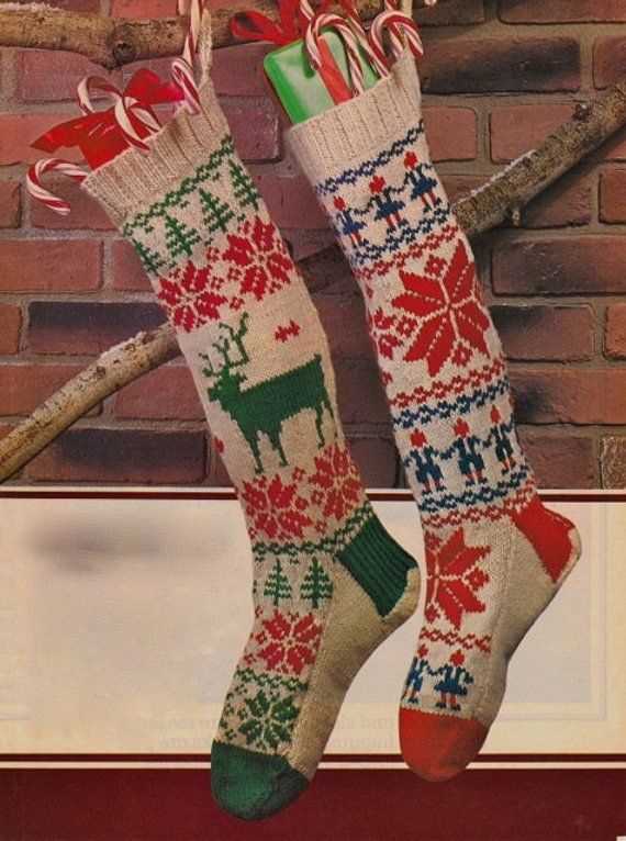 Knit stockings christmas pattern