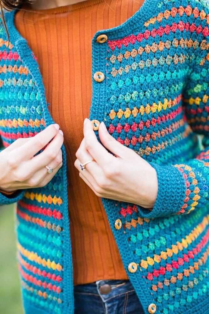 Multi coloured cardigan knitting pattern