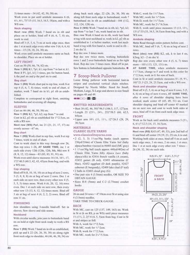 Scoop neck knitting pattern