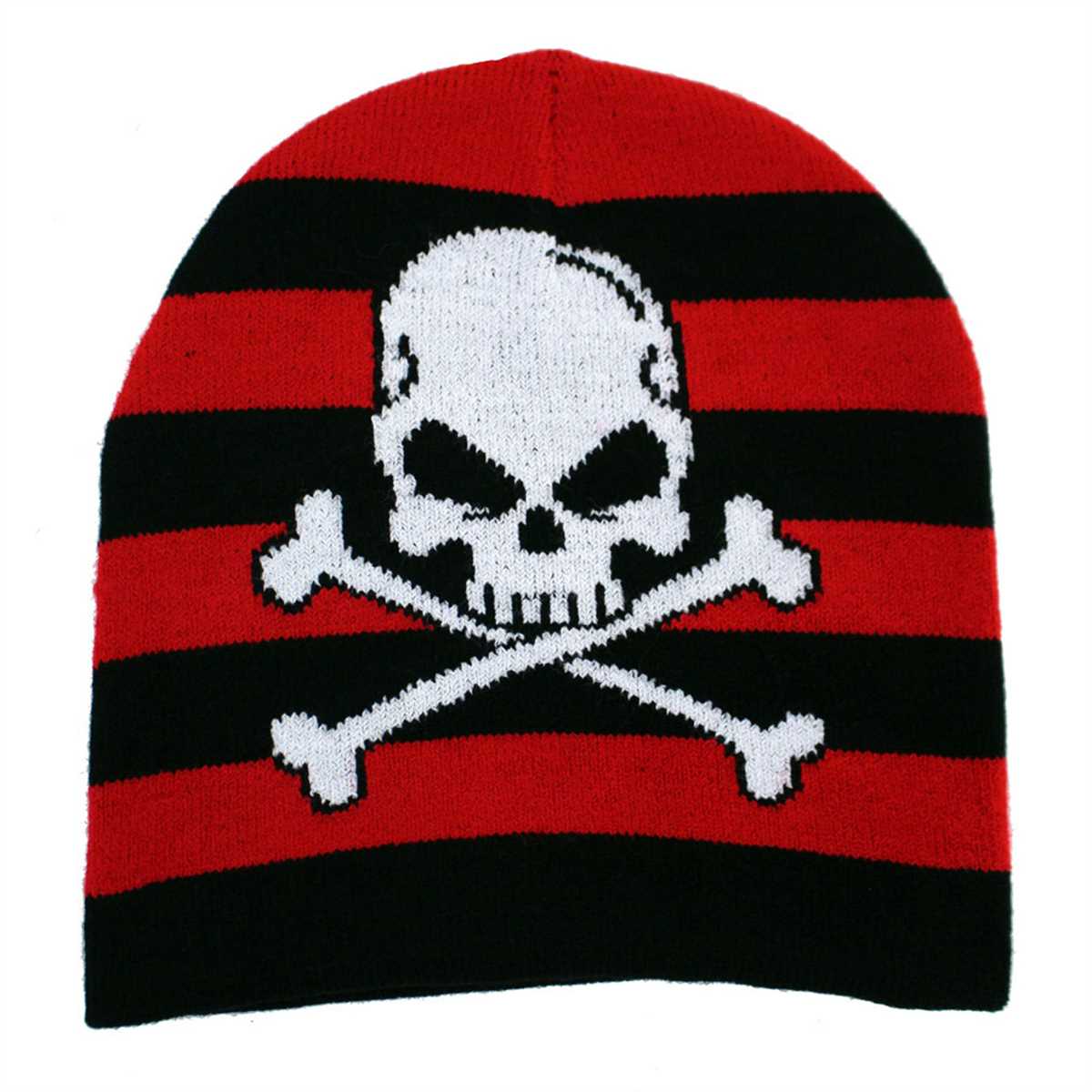 Knit hat with skull pattern
