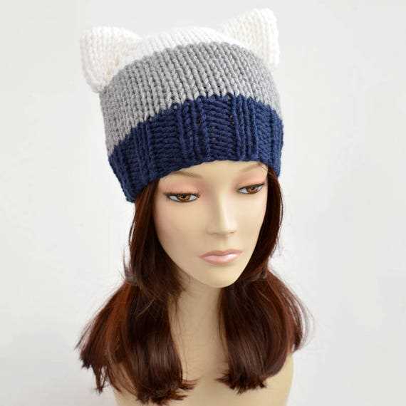 Knit cat ear beanie pattern