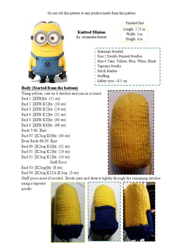 Knitting pattern minion despicable me