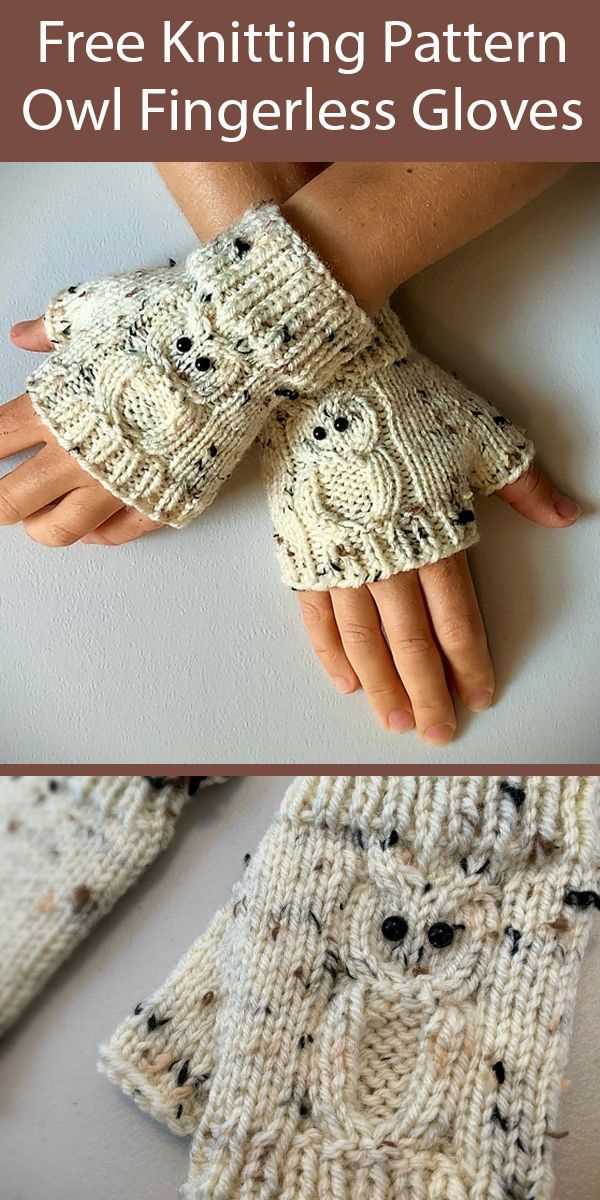 Owl fingerless gloves knitting pattern free