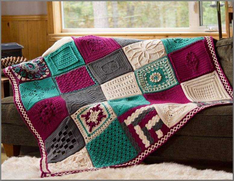 Free knitted patchwork blanket pattern