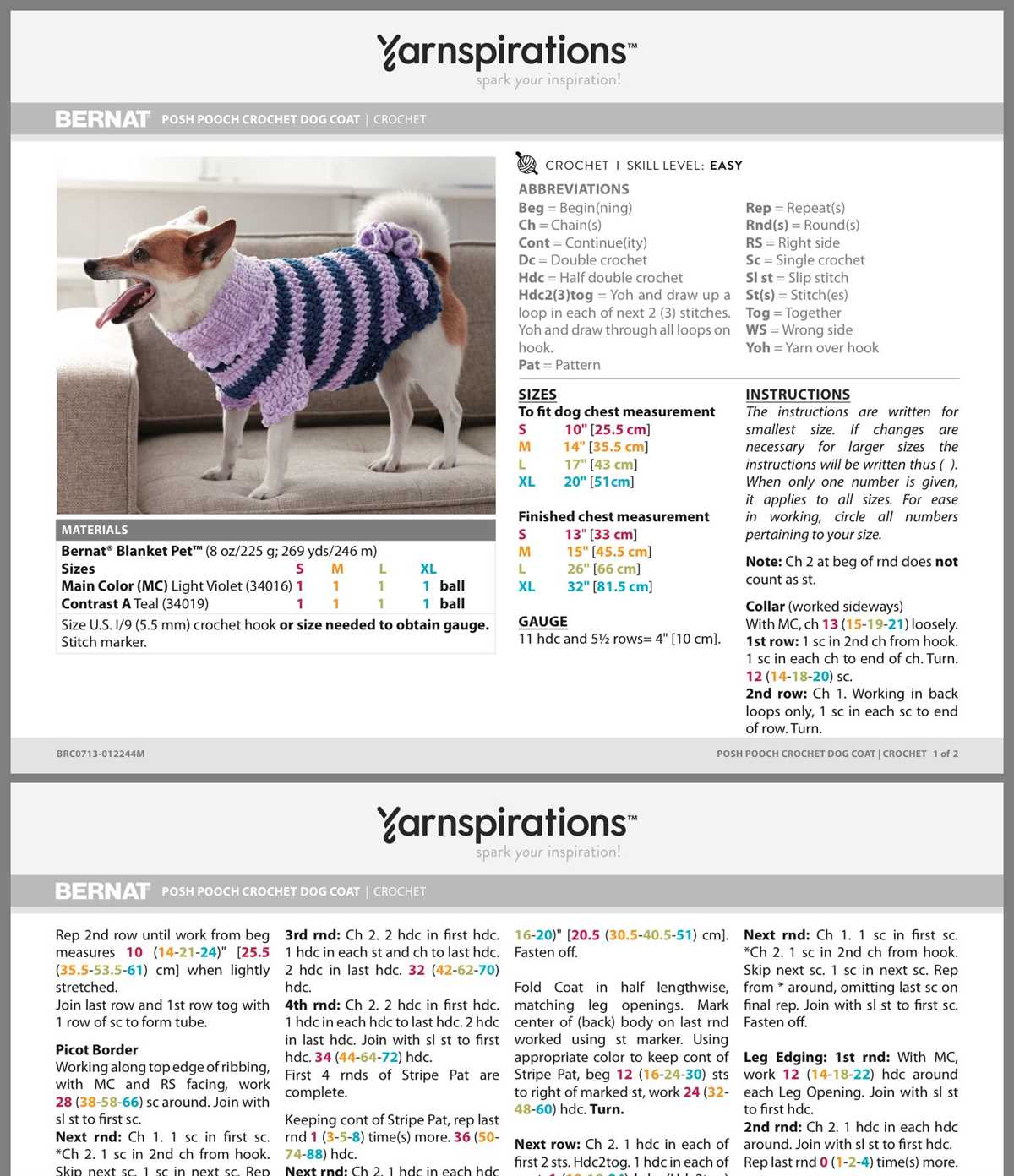 Free knitting pattern for dog coats