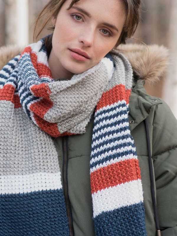 Free knitting pattern for striped scarf
