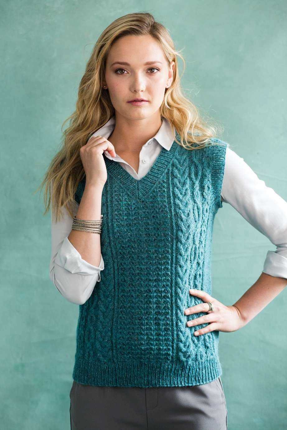 Free knitting pattern ladies v neck vest