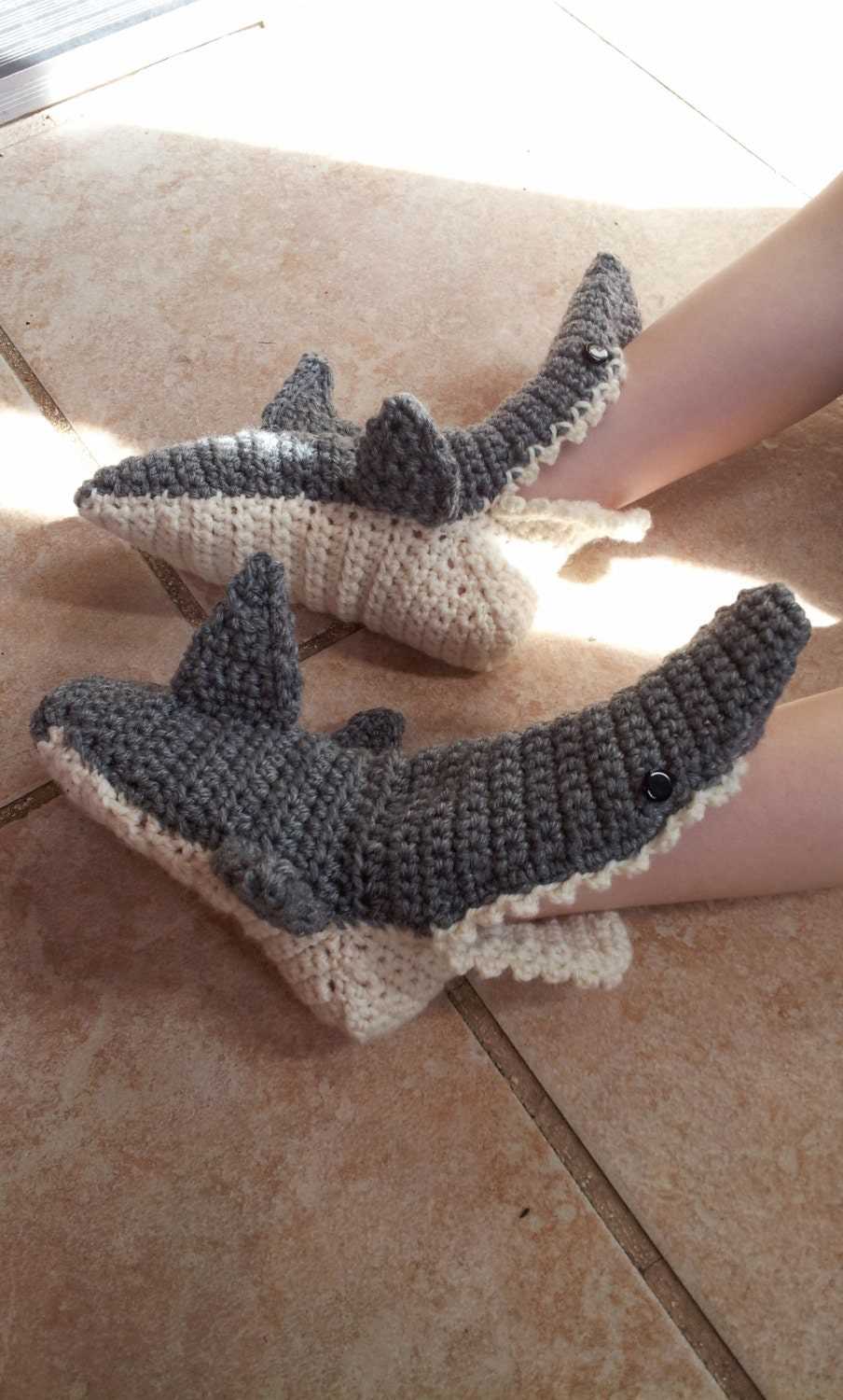 Knitted shark slippers free pattern