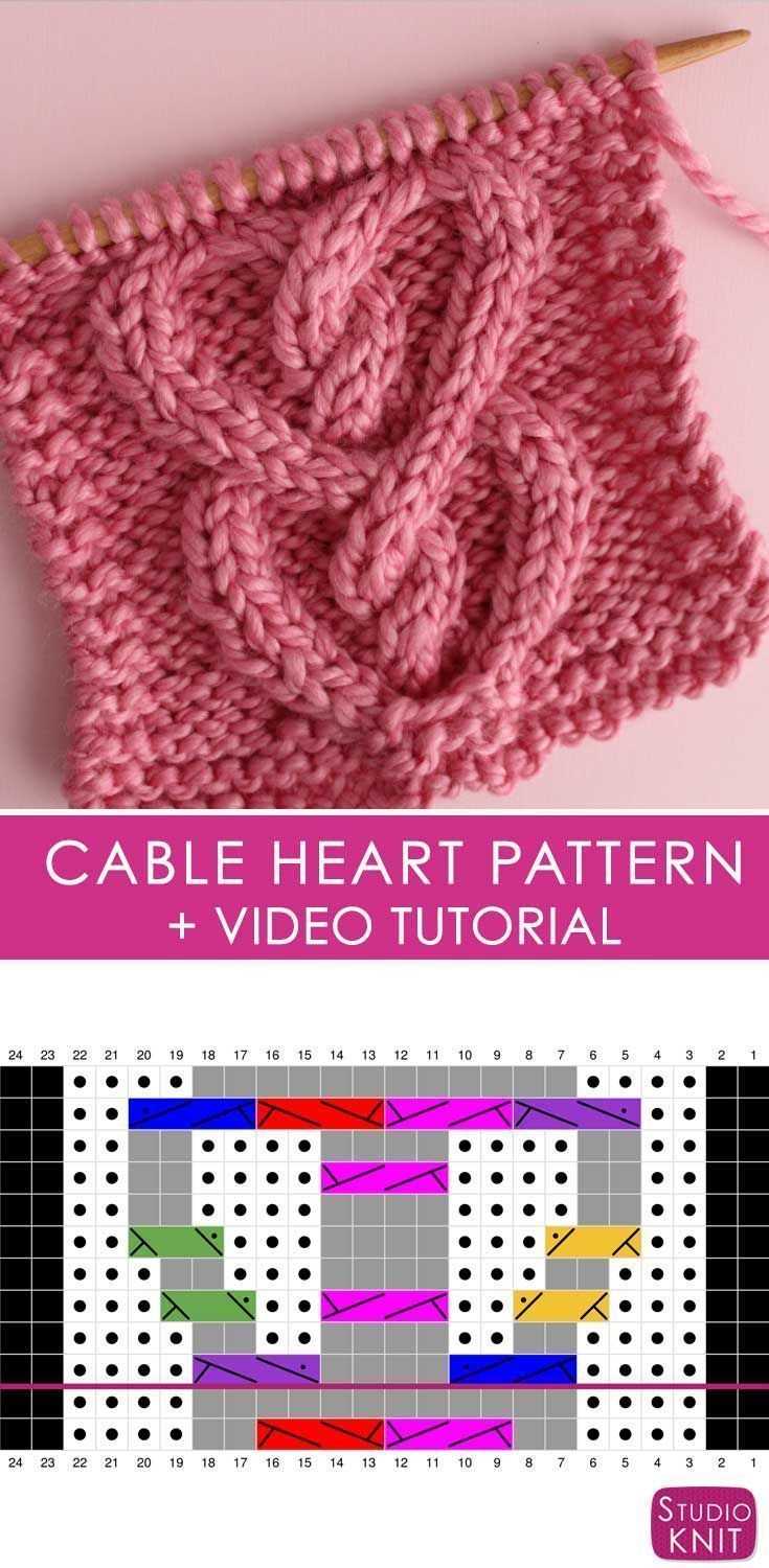 Heart cable knit pattern