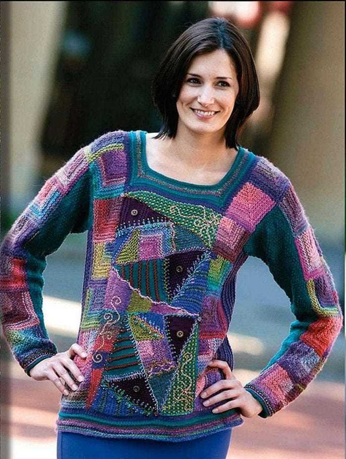 Knit patchwork sweater pattern