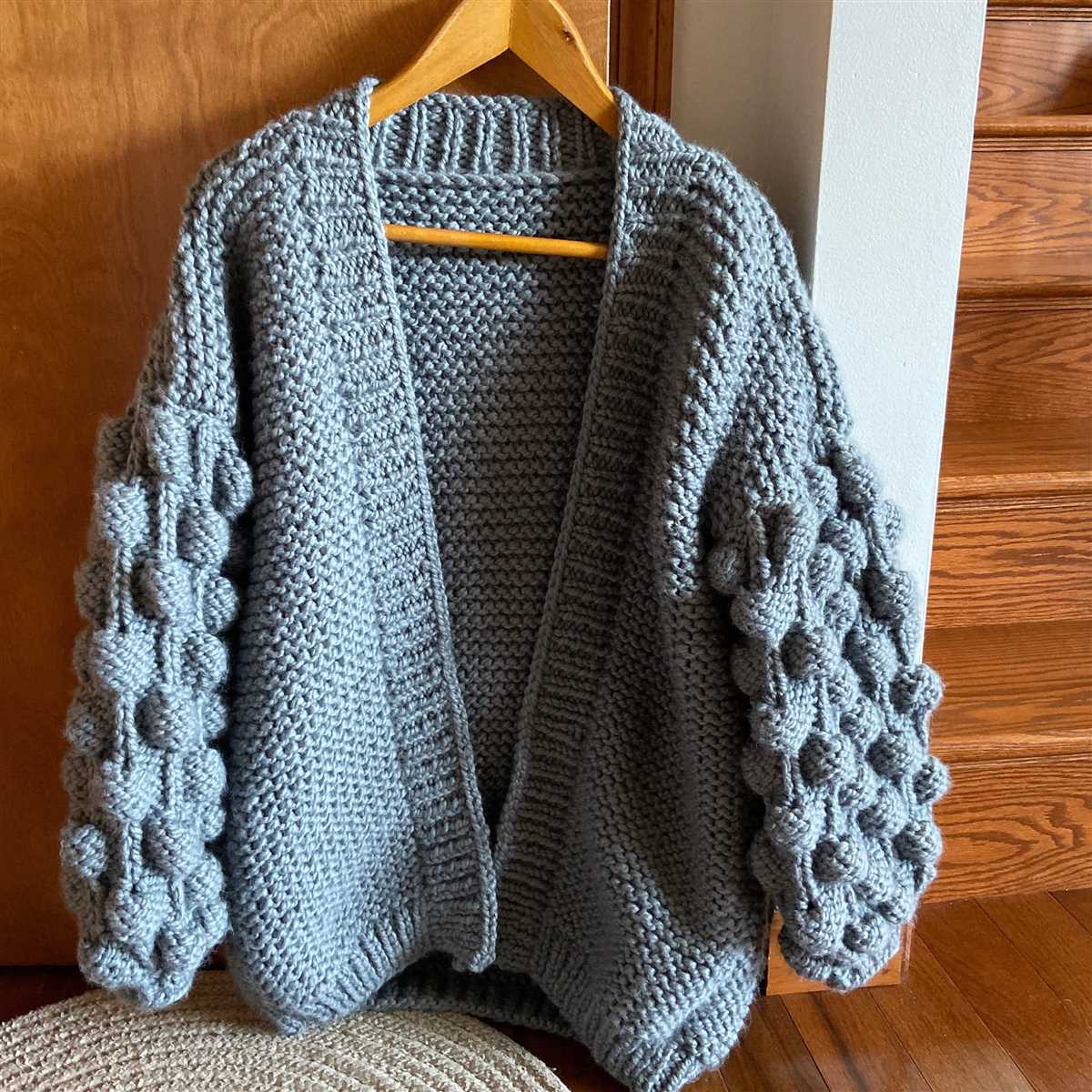 Bobble sleeve cardigan knitting pattern