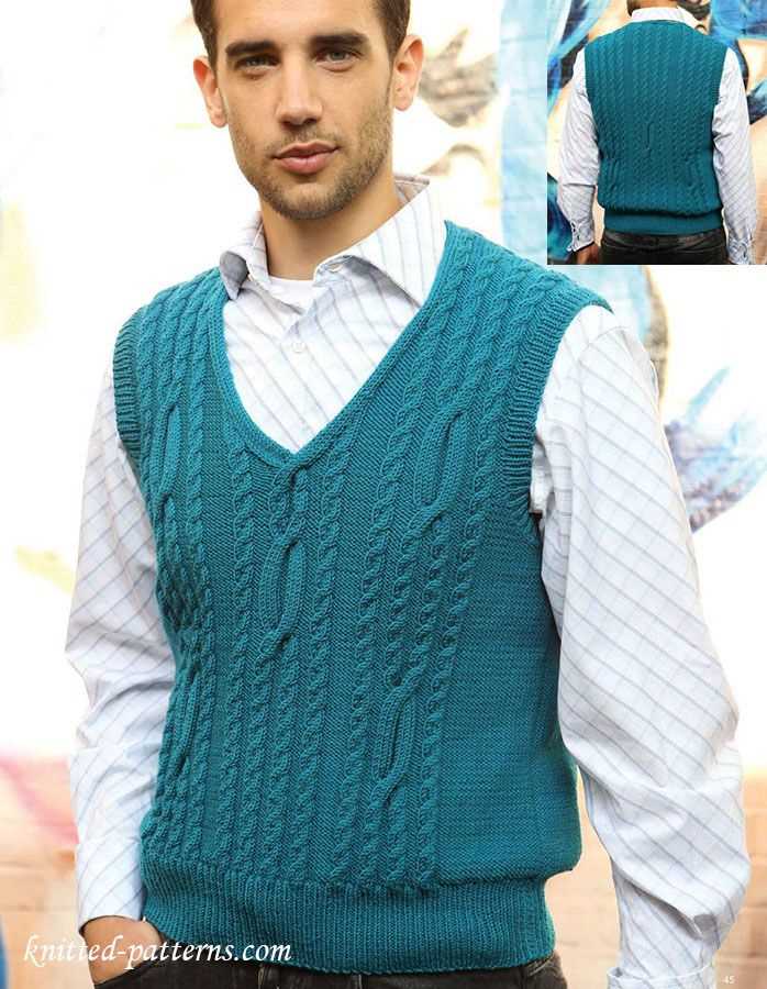 Knit a stylish sleeveless sweater for men using this free pattern Free knitting pattern for mens sweater vest