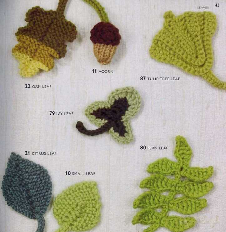 Free knitting patterns leaves and acorns