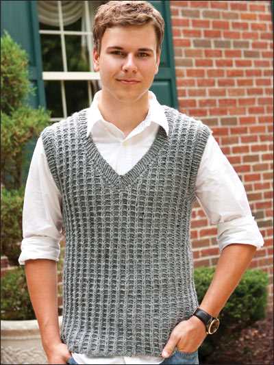 Free knitting pattern v neck vest men's